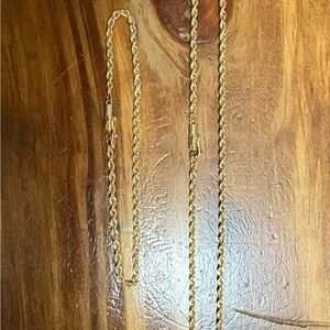 14k Gold Rope Chain Necklace and Bracelet Set